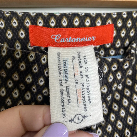 Anthropologie Cartonnier Brown High Rise Side Button Ikat Shorts Size 4 - Picture 6 of 11